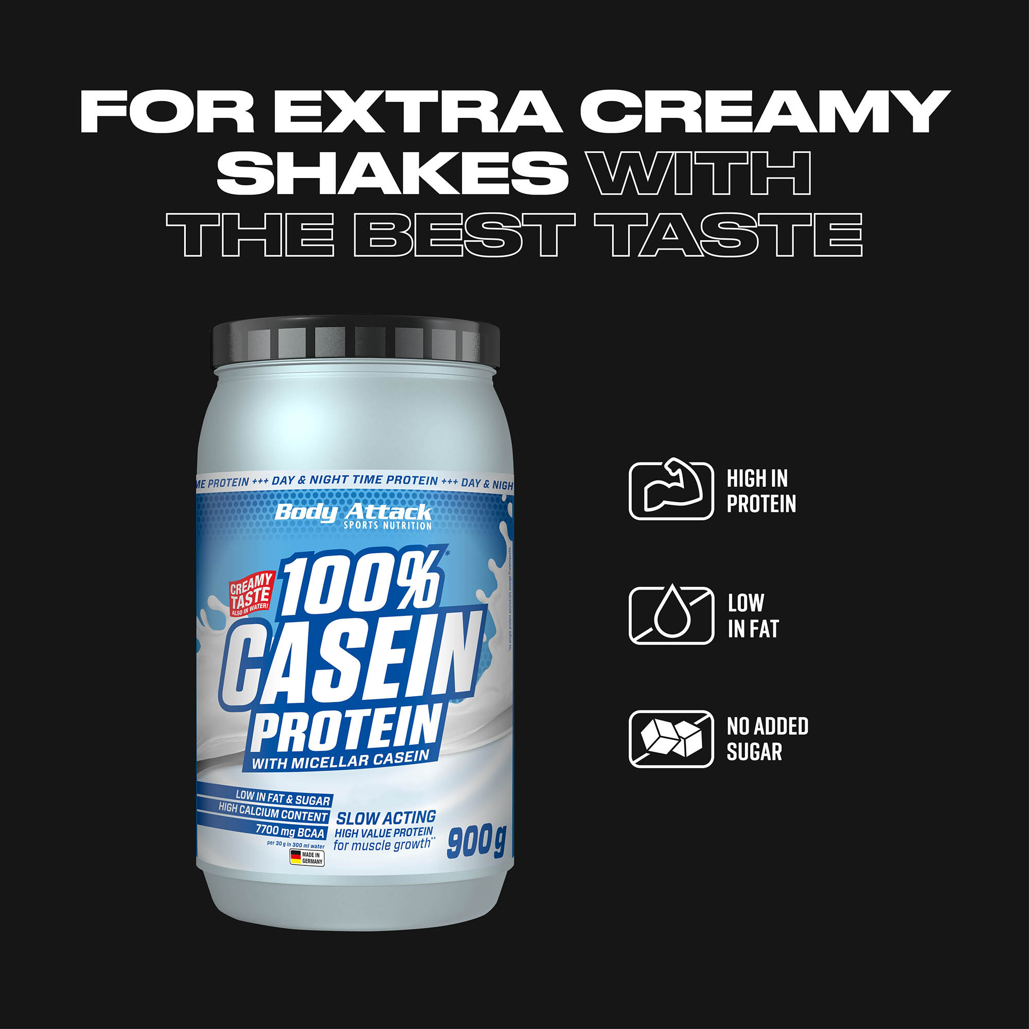 100% Casein Protein Informationsbanner
