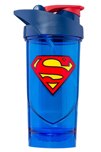 Eine blaue Superman Trinkflasche 