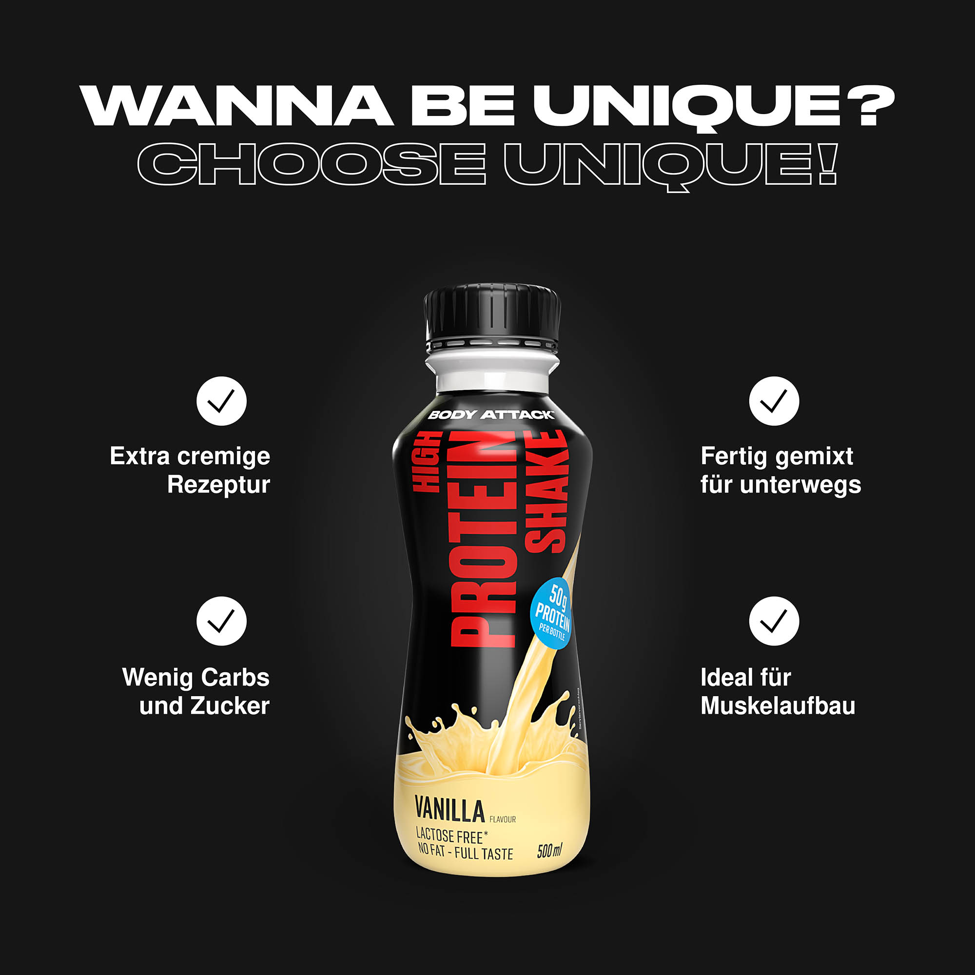 High Protein Shake Vanilla Informationsabanner