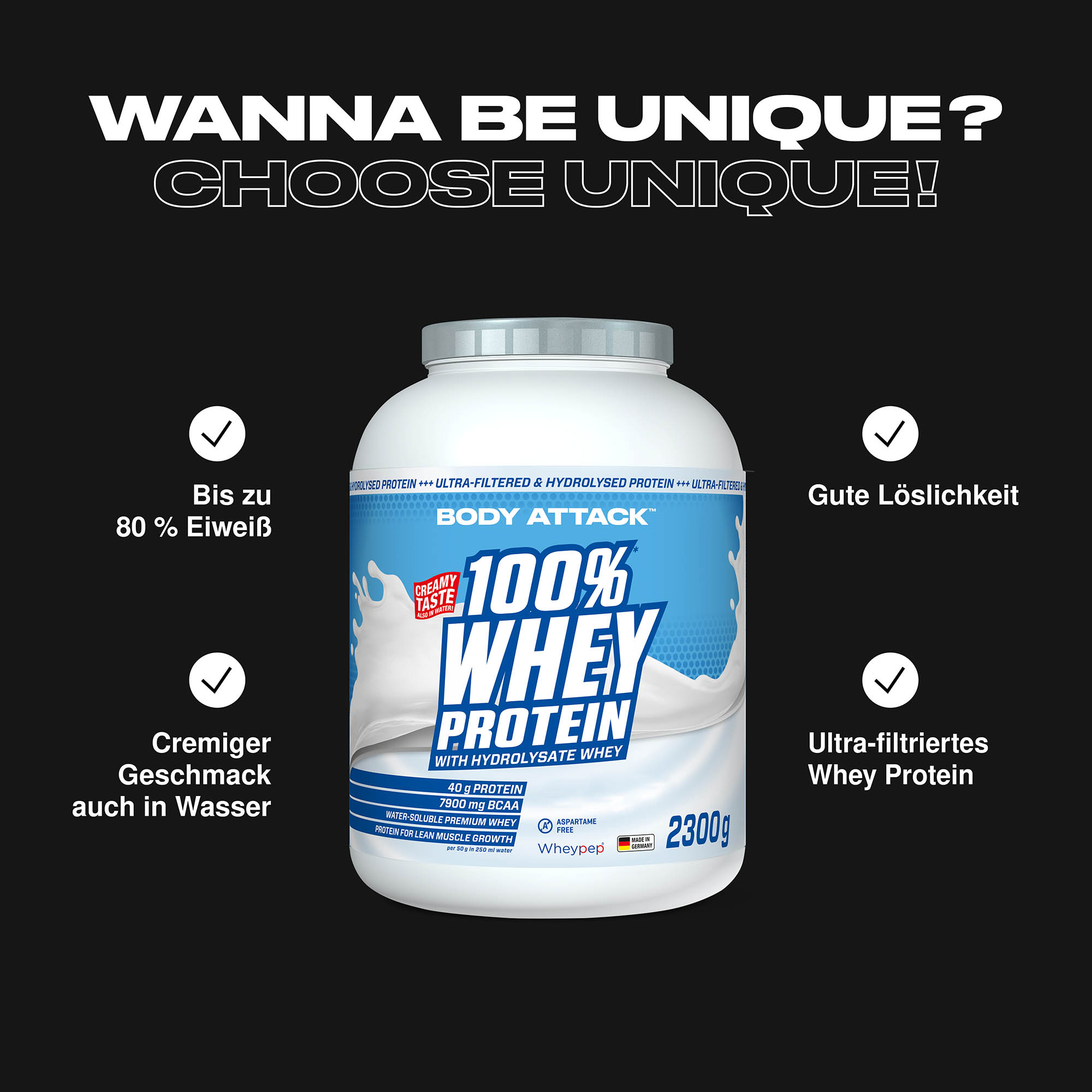 100% Whey Protein Informationsbanner