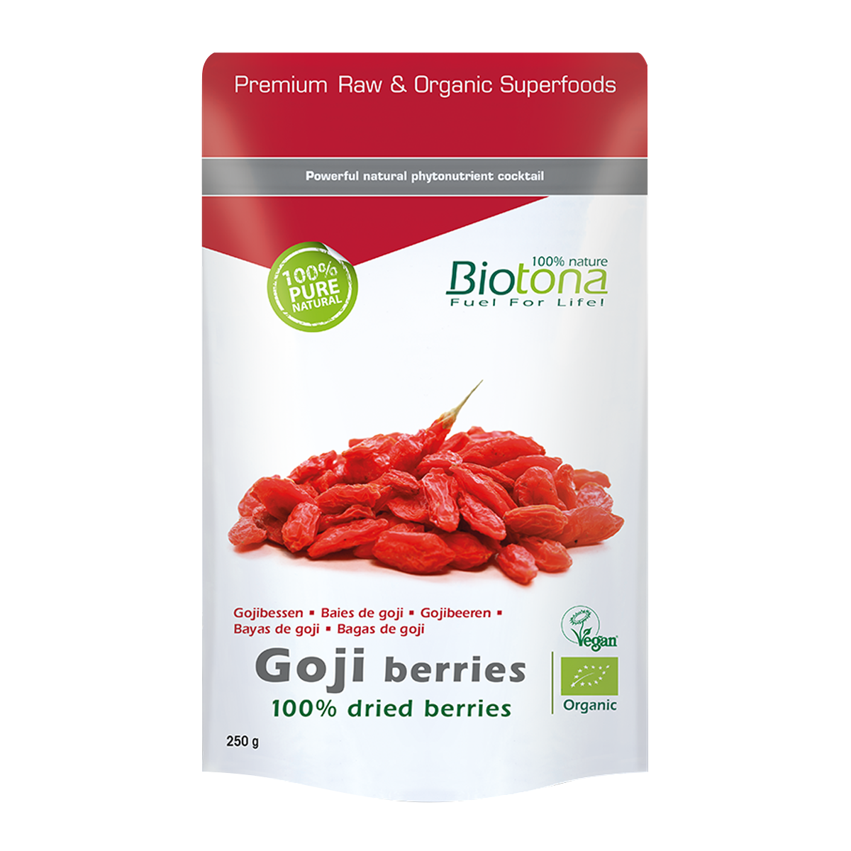 Eine Packung Biotona Goji berries 100% dried berries