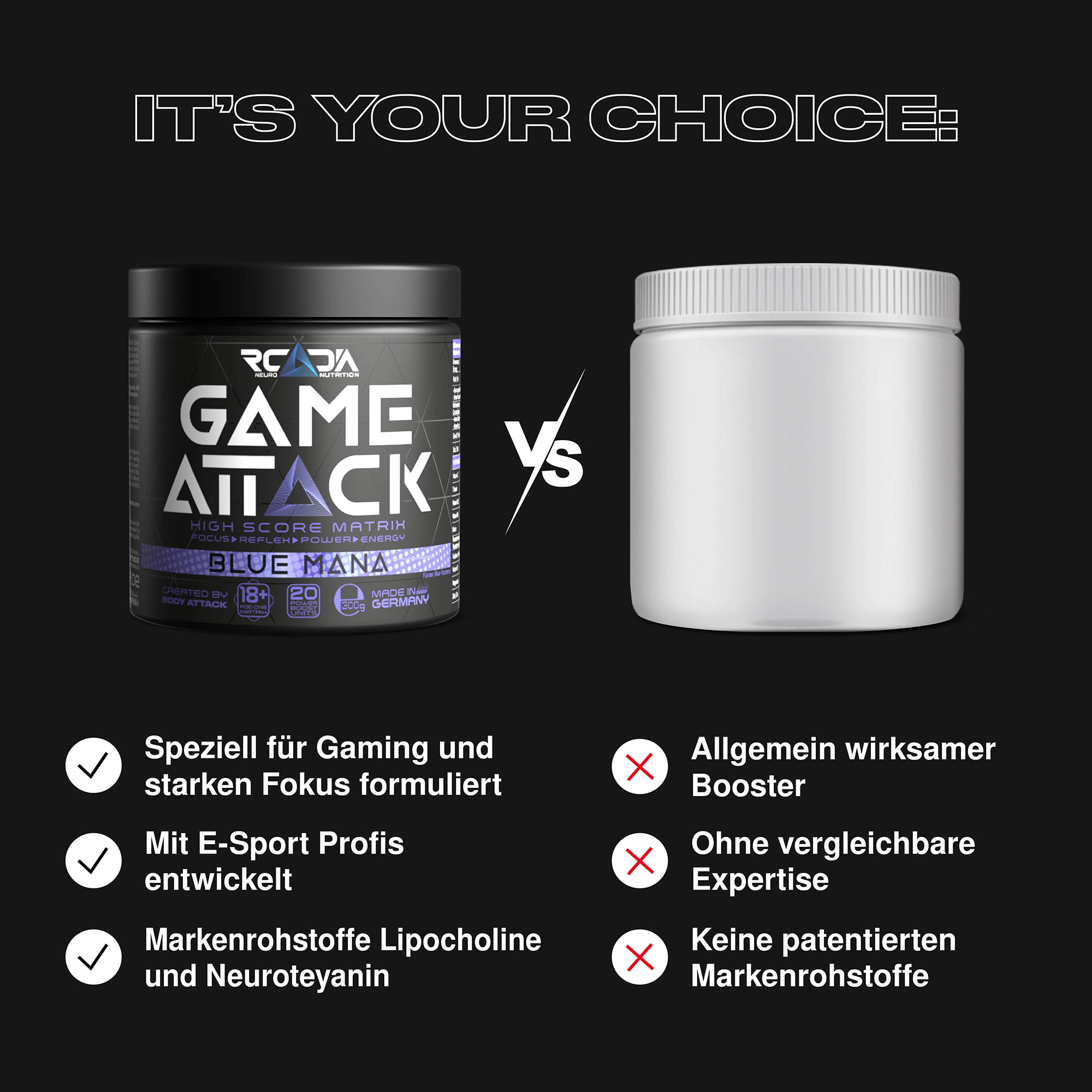 Rcadia Game Attack im Vergleich zu externen