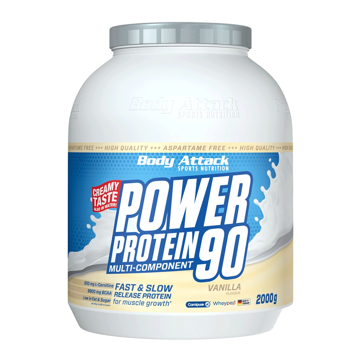Eine Dose Power Protein 90 Vanilla 2000g