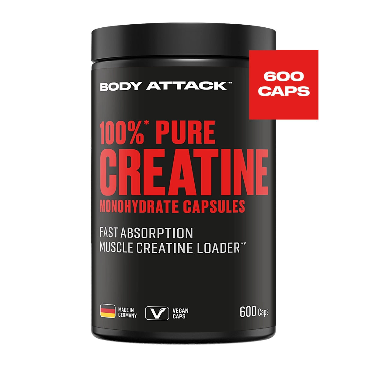 Eine Dose 100% Pure Creatine Monohydrate Capsules 600 Caps