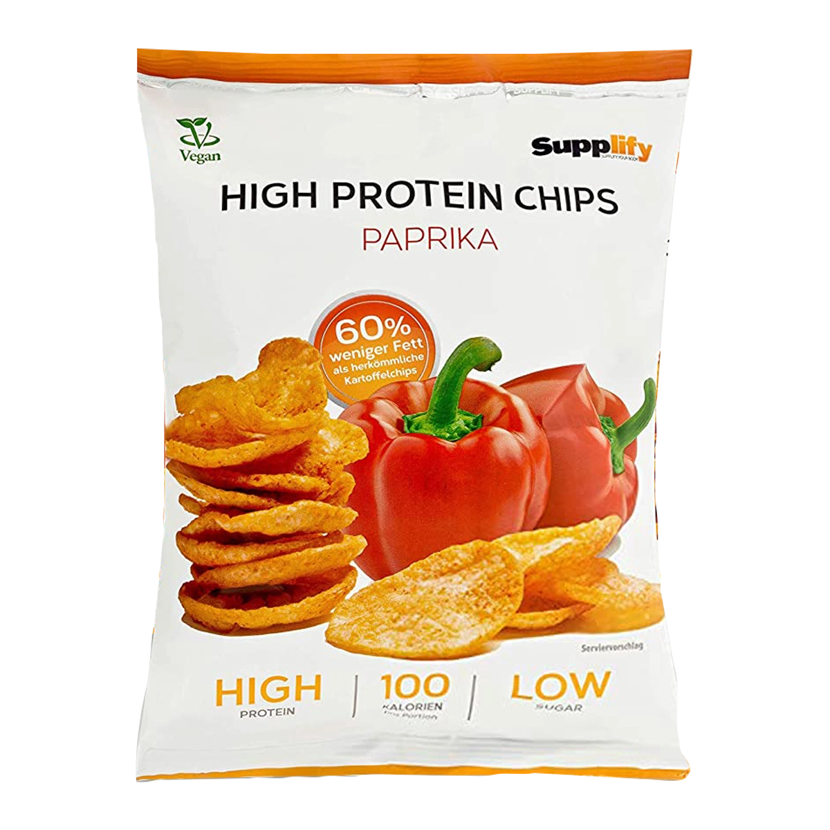 Eine Packung Supplify High Protein Chips Paprika