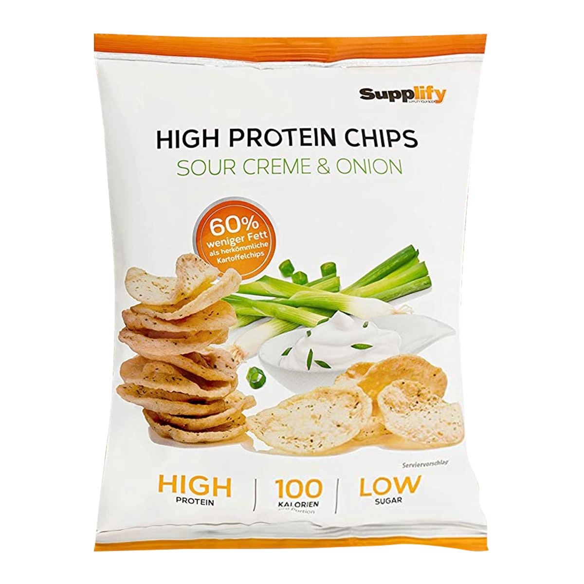 Eine Packung Supplify High Protein Chips Sour Cream & Onion