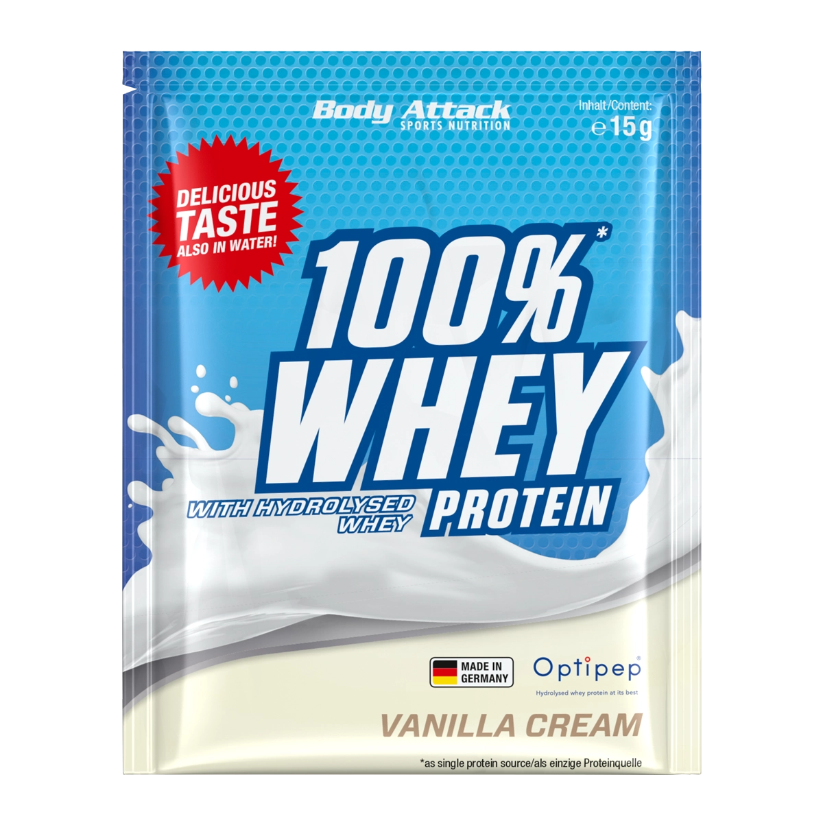 Eine 100% Whey Protein Vanilla Cream Probe