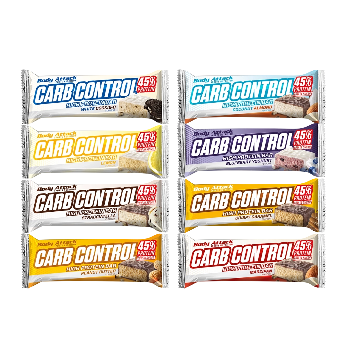 Acht verschiedenen Carb Control Riegel