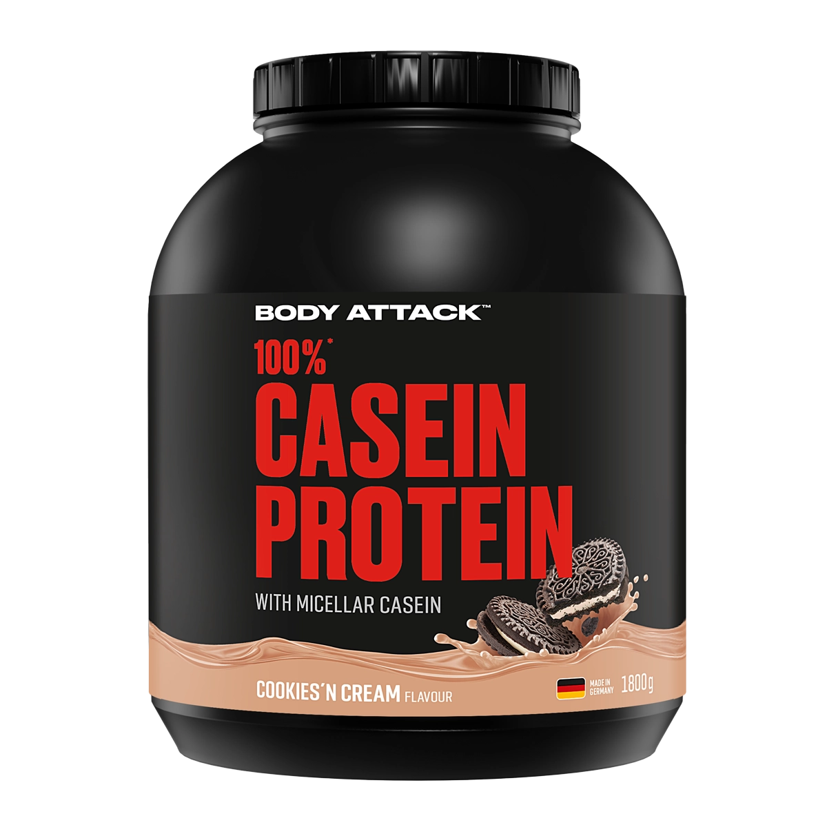 Eine Dose 100% Casein Protein Cookies'n Cream 